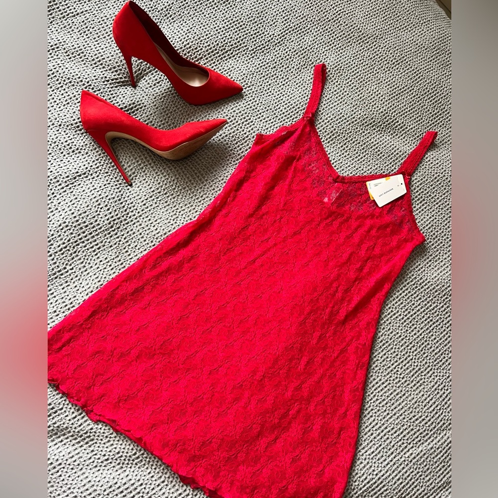 💋 B.TEMPT’D Red Lace Kiss Chemise Sleeping Dress Lingerie Size S